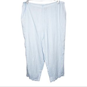 FLAX Light Blue Linen Wide Leg Cropped Pants Size Medium